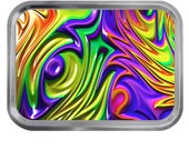 Fractal Pattern 12 Lidded Silver 2oz Tin Tobacco Storage Pill Box Fishing Tack