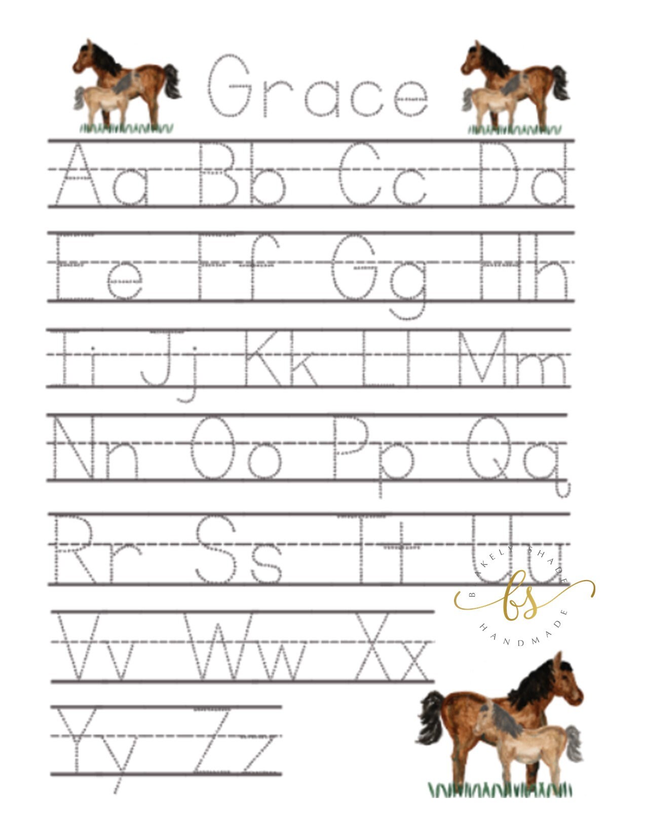 Horse Alphabet Dry Erase Board 9 x 12 Etsy