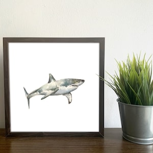 Great White Shark Print, Sealife Art Home Decor, Shark Wall Art