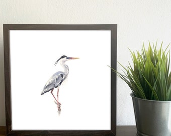 Blue Heron Print, bird wall art decor