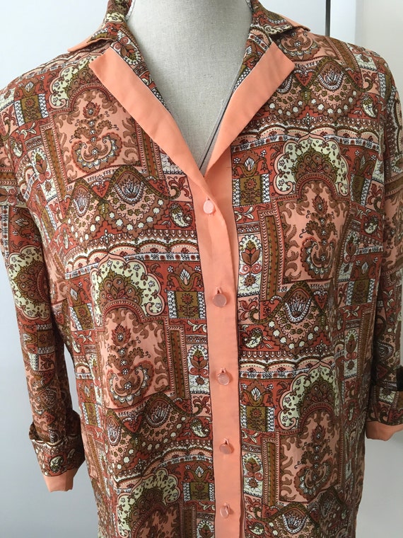 Vintage St Michael 1960s over blouse multicoloure… - image 2