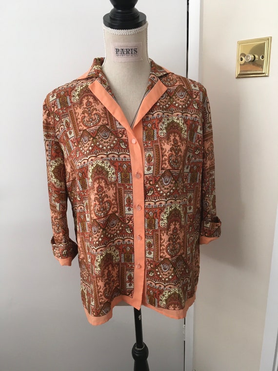 Vintage St Michael 1960s over blouse multicoloure… - image 1