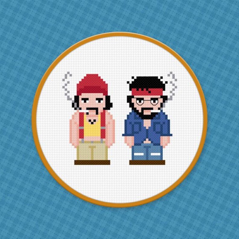 Up In Smoke Cross Stitch Pattern Cheech and Chong Comedy Cross Stitch Funny Movies Cross Stitch Stoner Cross Stitch Dope Cross Stitch 70/'s