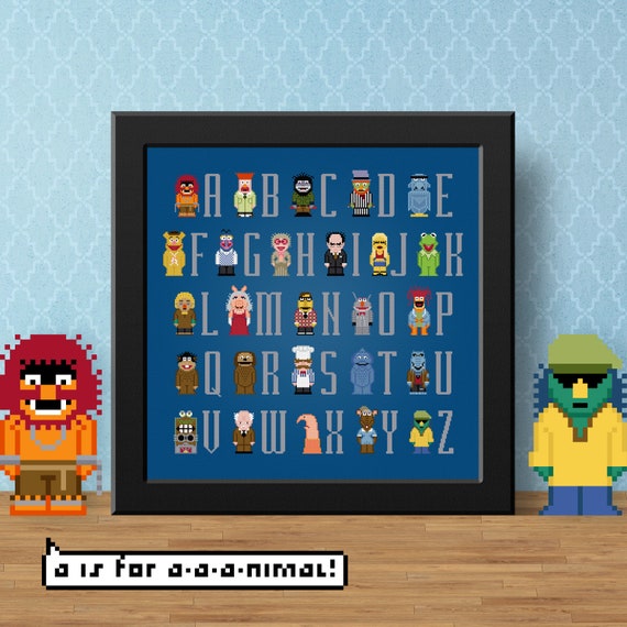 Muppet Show Cross Stitch Pattern Muppets Alphabet Cross Stitch Etsy