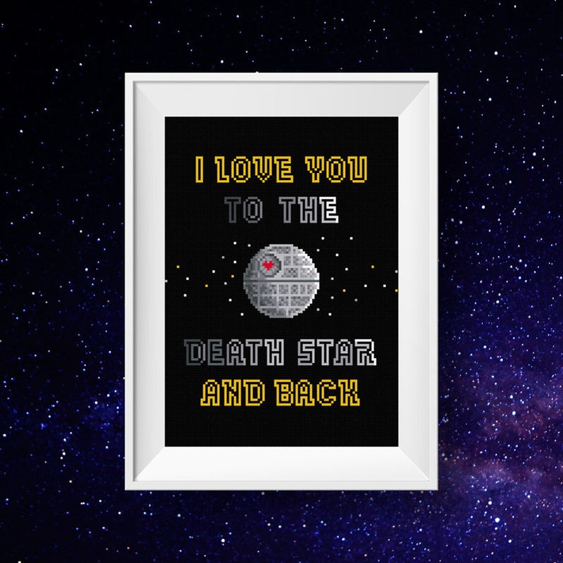 Love Cross Stitch Star Wars Cross Stitch Patterns PDF DIY Gift For Him Heart Cross Stitch Charts Cute Death Star Cross Stitch I Love You