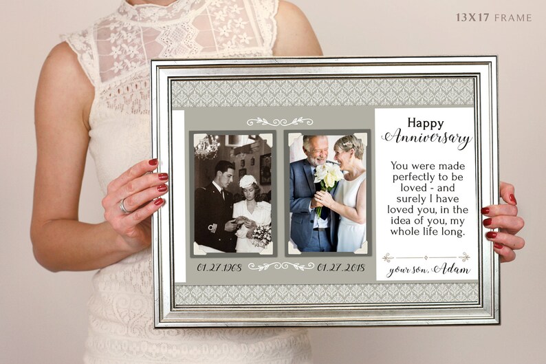 Then And Now Picture Frame 50th Anniversary Gift Gold Etsy