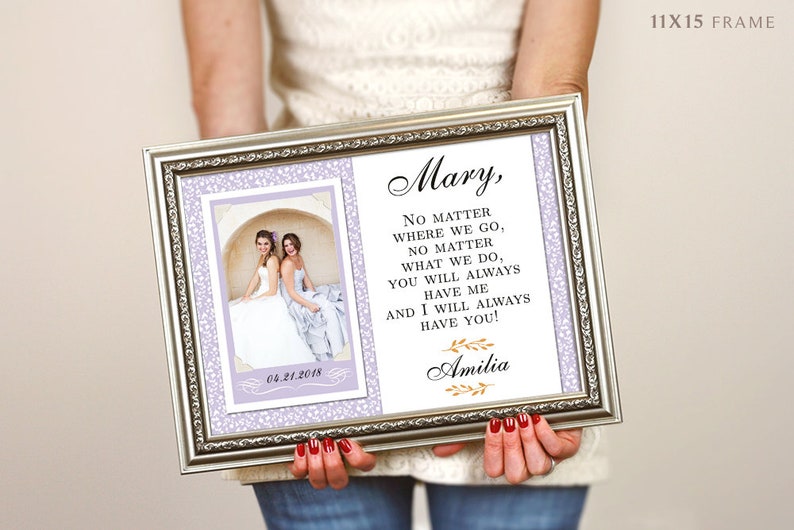 Sister Bridesmaid Maid Of Honor Wedding Gift Personalized Picture Frame Rustic Country Beach Wedding