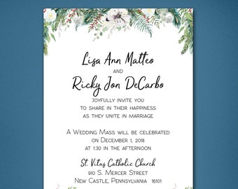 Winter Floral Wedding Invitation Set • Winter Wedding Invitations • Wedding Invitations • Invites