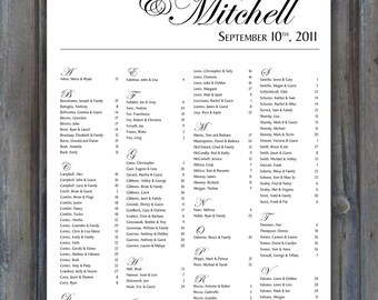printable wedding seating chart black white reception etsy