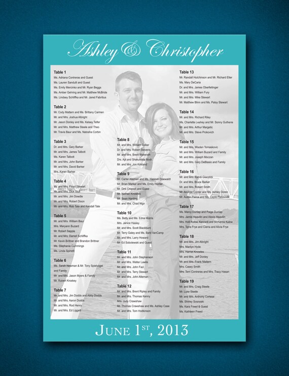 Printable Wedding Seating Board Wedding Seating Chart Poster Etsy