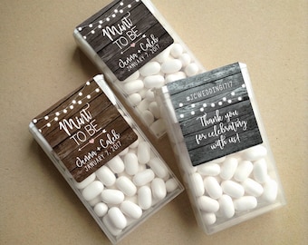 Rustic Barn Wood & Lights Mint to Be Wraparound Tic Tac Favor Labels • Tic Tac Labels • Mint to Be Wedding Favor Labels
