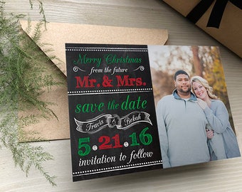 Merry Christmas Save the Dates • Holiday Save the Date • Christmas Wedding Save the Dates • Save the Date Christmas Card