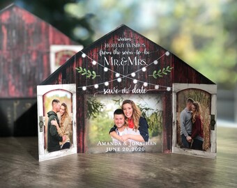 Rustic Red Christmas Barn Photo Save the Date & Holiday Card • Rustic Barn Save the Date and Holiday Card • Save the Date