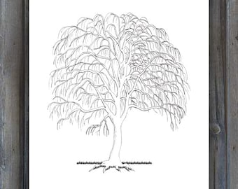 Weeping Willow Thumbprint Tree Poster • Unique Guestbook • Signature Tree • Keepsake • Guestbook alternative • Thumbprint Tree Guestbook