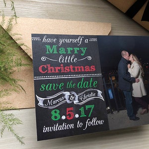 Marry Little Christmas Holiday Photo Save the Dates and Christmas Card • Christmas Card Save the Date •