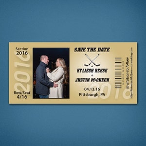 Wedding Save the Date • Ticket Style Save the Date • Save the Date • Hockey Save the Date • Pittsburgh • Pittsburgh Penguins Save the Date