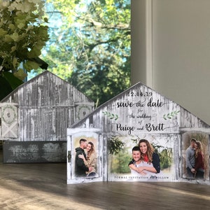 Rustic Whitewash Barn Photo Save the Date with folding doors • Country Barn Save the Date • Wedding Save the Date