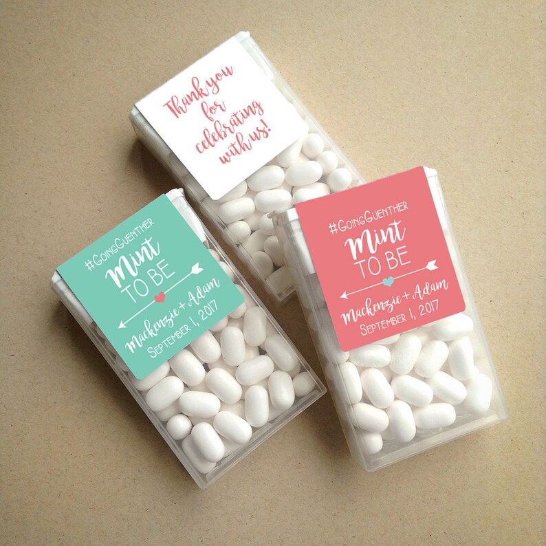 Coral & Mint Wraparound Mint to Be Tic Tac Favor LABELS Tic Tac Labels Favor Label Mint To Be Shower Mint to Be Favor Labels image 1