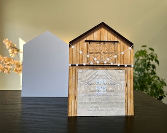 Elegant Rustic Doorless Barn Wedding Invitation • 1 sided Barn Wedding Invitation •  1 sided response