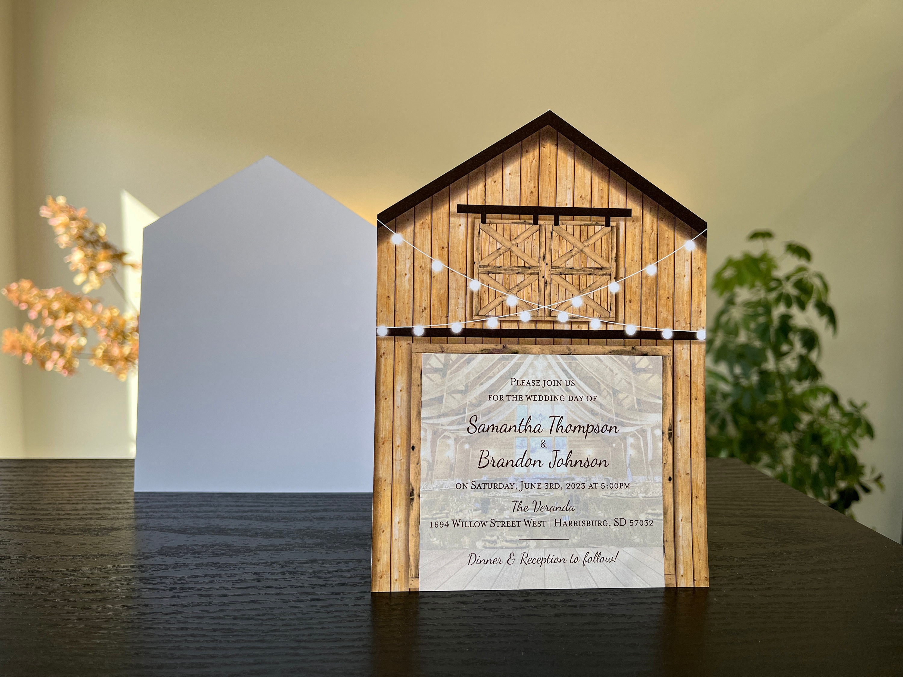 Elegant Rustic Doorless Barn Wedding Invitation • 1 Sided Barn Wedding  Invitation • 1 Sided Response - Etsy, image size:3000x2250