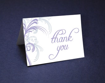 Wedding Thank You Cards • Thank Yous • Bridal Shower Thanks • Wedding Shower Thank You Card • Swirl Thank You Card • Lilac and Navy