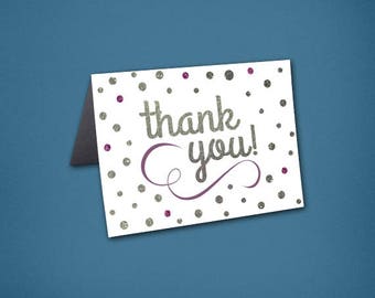 Glitter Art Deco Wedding Thank You Cards • Thank Yous • Bridal Shower • Art Deco Thank You Card • Art Deco • Sparkle • Glitter • Glam