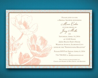 Vintage Antique Style Bridal Shower Invitation • Vintage Rustic Shower Invitation • Wedding Shower Invitations