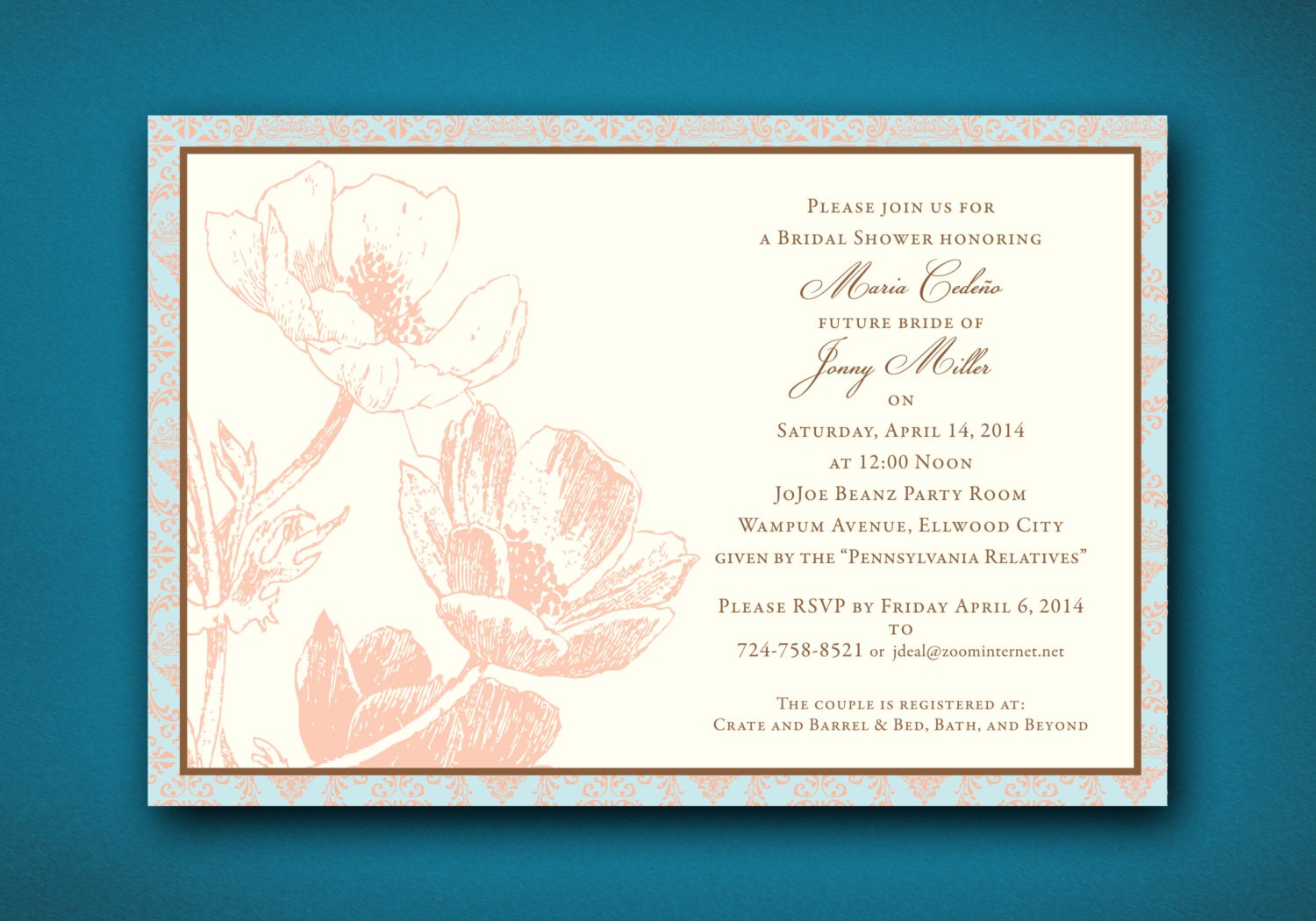 Vintage Bridal Shower Invitation Rustic Shower Invitation Etsy