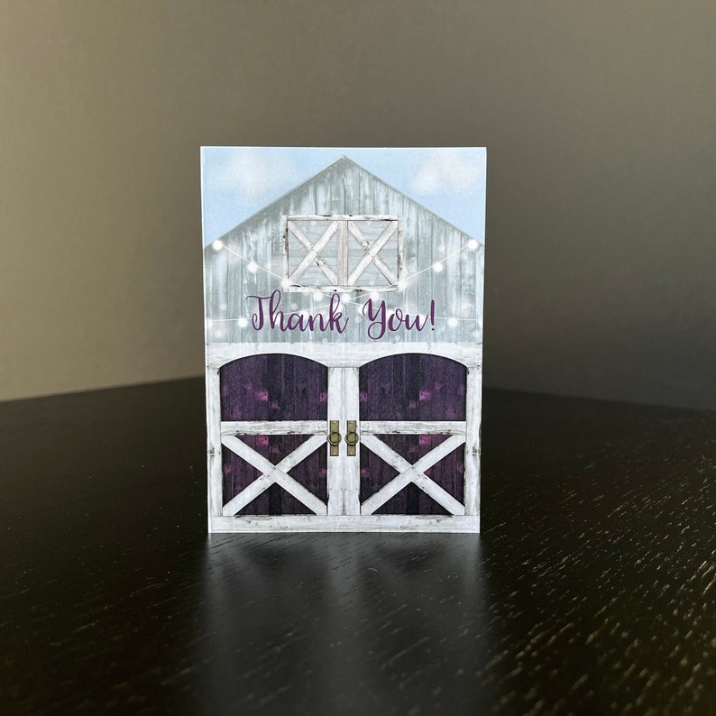Rustic Barn Thank You Card • Bridal Shower Thank You • Wedding Thank ...