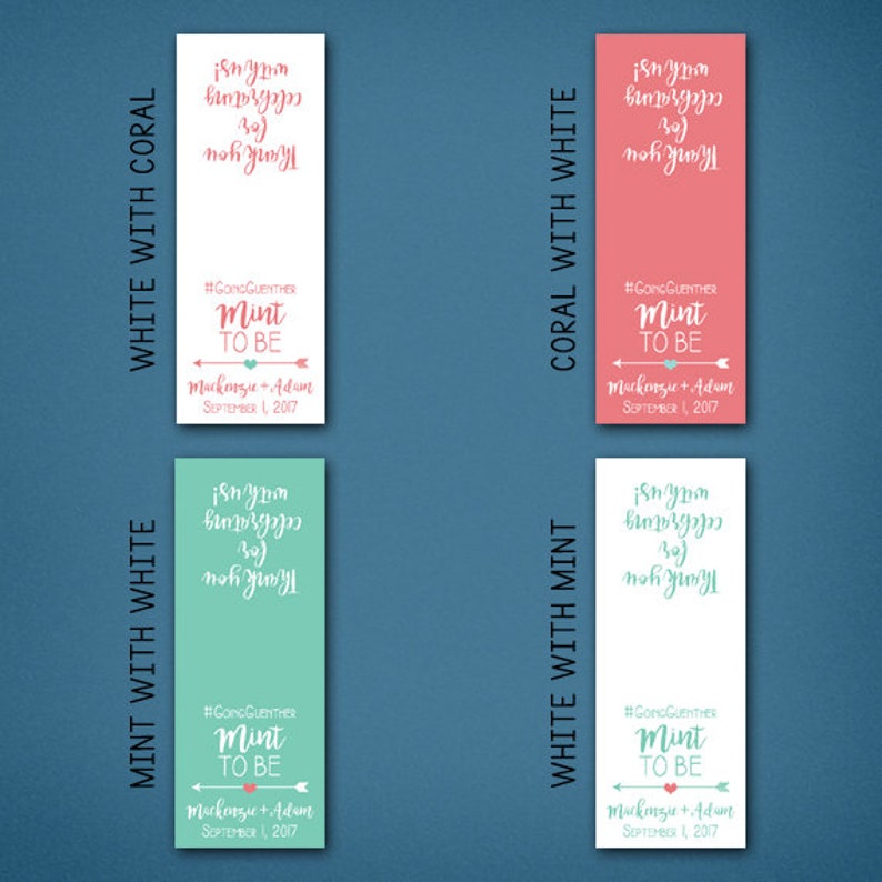 Coral & Mint Wraparound Mint to Be Tic Tac Favor LABELS Tic Tac Labels Favor Label Mint To Be Shower Mint to Be Favor Labels image 2