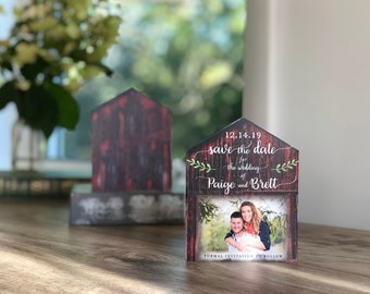 Rustic Red Barn Photo Save the Date without folding doors • Country Barn Save the Date • Wedding Save the Date