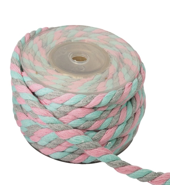 Three strand twisted multicolored Cotton Rope Cord soft rope cord  10mm/10meters