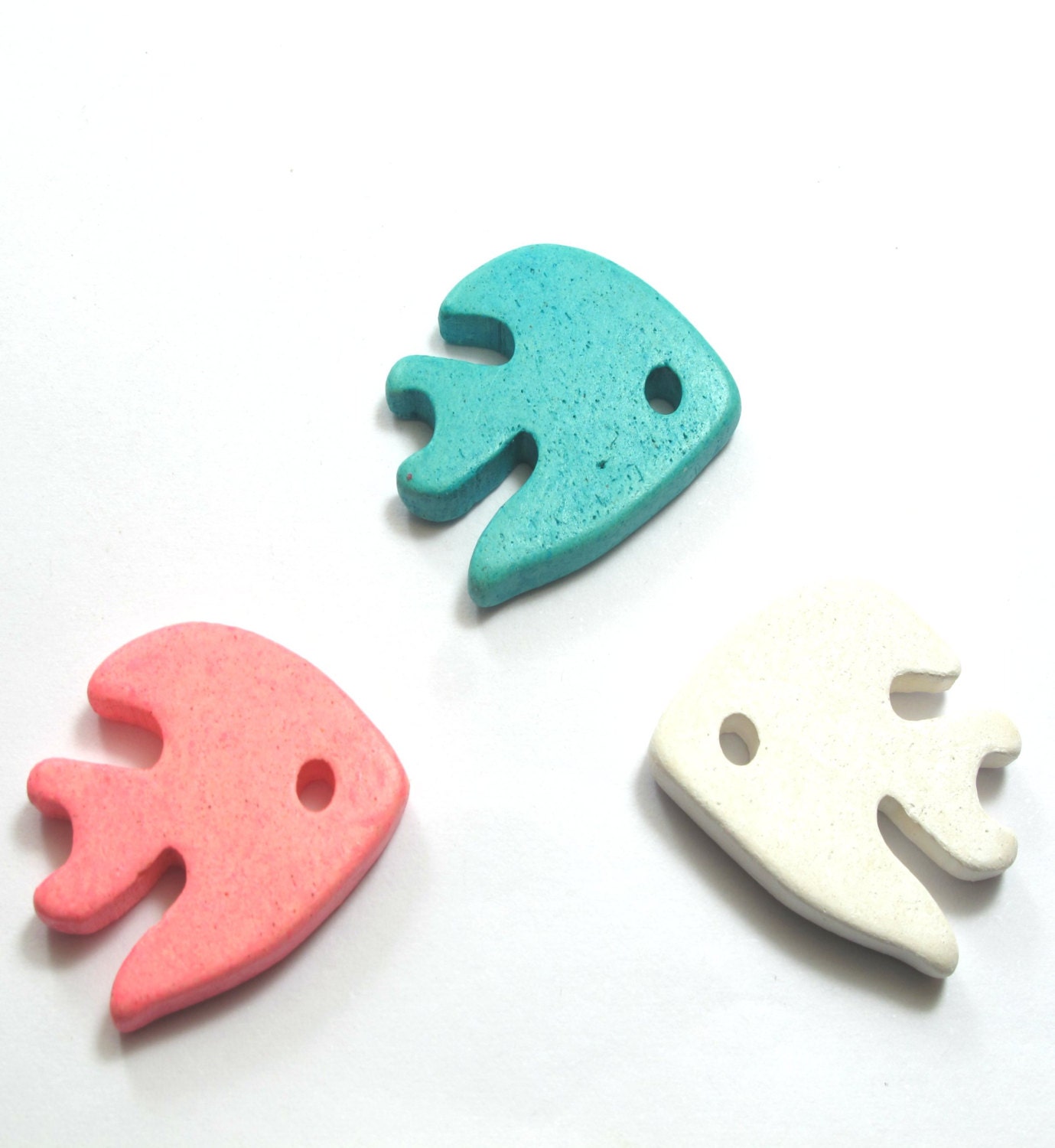 Greek Big Ceramic Fish Beads, Fish Ceramic Pendant 27x27mm/10 Pcs Etsy