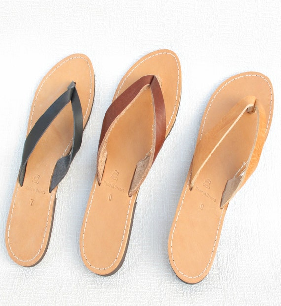 tan leather flip flops ladies