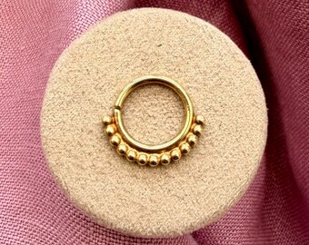 Beaded Septum Daith Piercing Hoop Solid 18ct gold