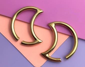 READY TO SHIP Luna Ear Weights - Solid Brass - Ear Hangers for Stretched Lobes