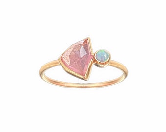 7. Opal and Pink Tourmaline Ring