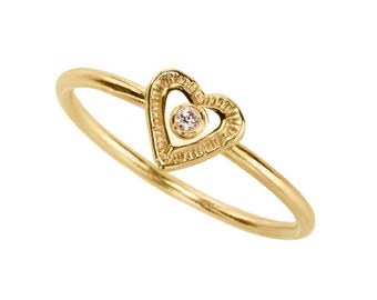 Esme Heart Stacking Ring | Diamond Promise Ring 9ct Gold