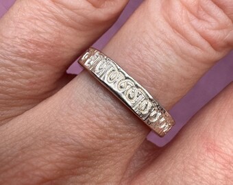 10 - Rough squiggle carved sterling silver ring