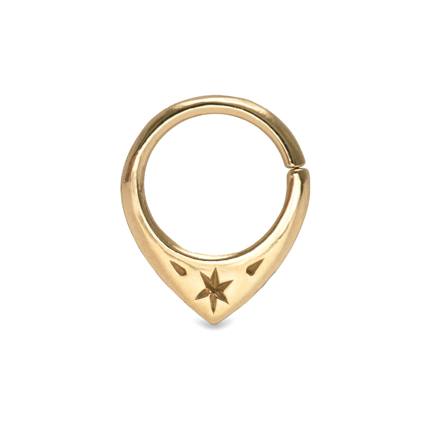 Mini Fin Star Engraved Septum Ring Yellow Gold