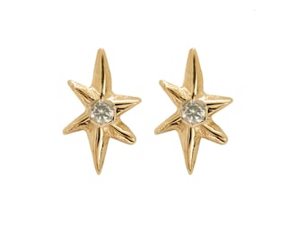Lyra Star & Gemstone Stud Butterfly Back Earrings solid 9ct gold