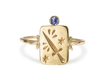 The Ace of Swords 9k Yellow Gold Tarot Ring