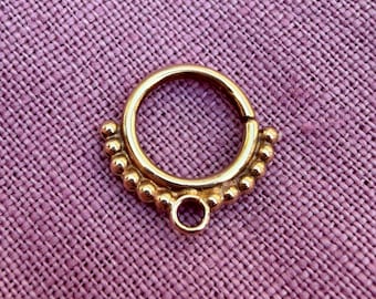 Beaded Septum Daith Piercing Hoop Solid 18ct gold