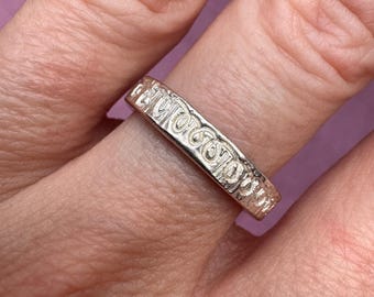 Rough Star carved sterling silver ring