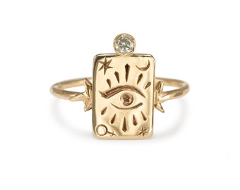 The High Priestess 9k Yellow Gold Tarot Ring