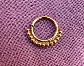 Beaded Septum Daith Piercing Hoop Solid 18ct gold