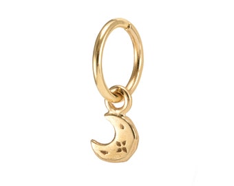 Celeste Moon Charm Hoop Earring 9ct Gold Rook Piercing