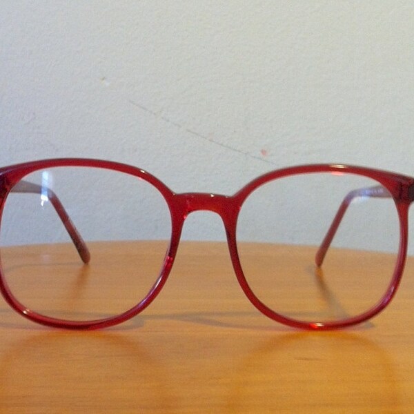 Women's apple red eyeglasses with faux demo lenses round oversized glasses size, 54-21-140m Main street "Jenny" eyewear hipster eyeglasses