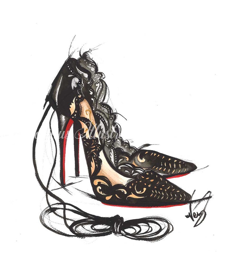 Heel art Designer heels art Fashion illustration Shoes | Etsy
