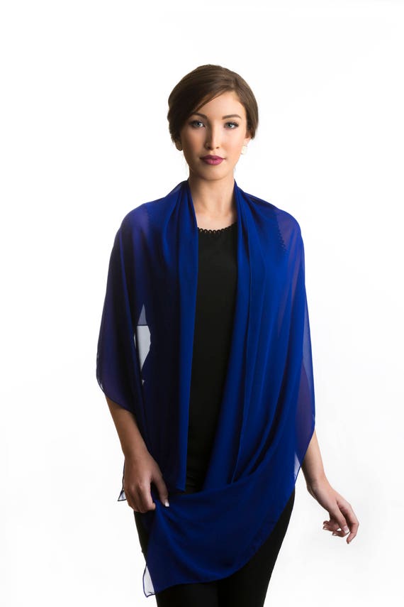 royal blue chiffon shawl